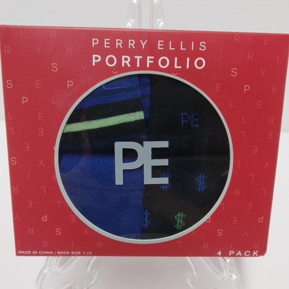 New Perry Ellis Men's Multi Color Mid Calf Casual Socks | 4 Pack | Size 7 -12 - Picture 2 of 13